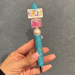 CUSTOM Sparkling Blue Beaded Pen